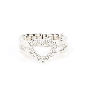 First Kisses 💋 White Ring 💍 Dainty Band  HEART Crystal